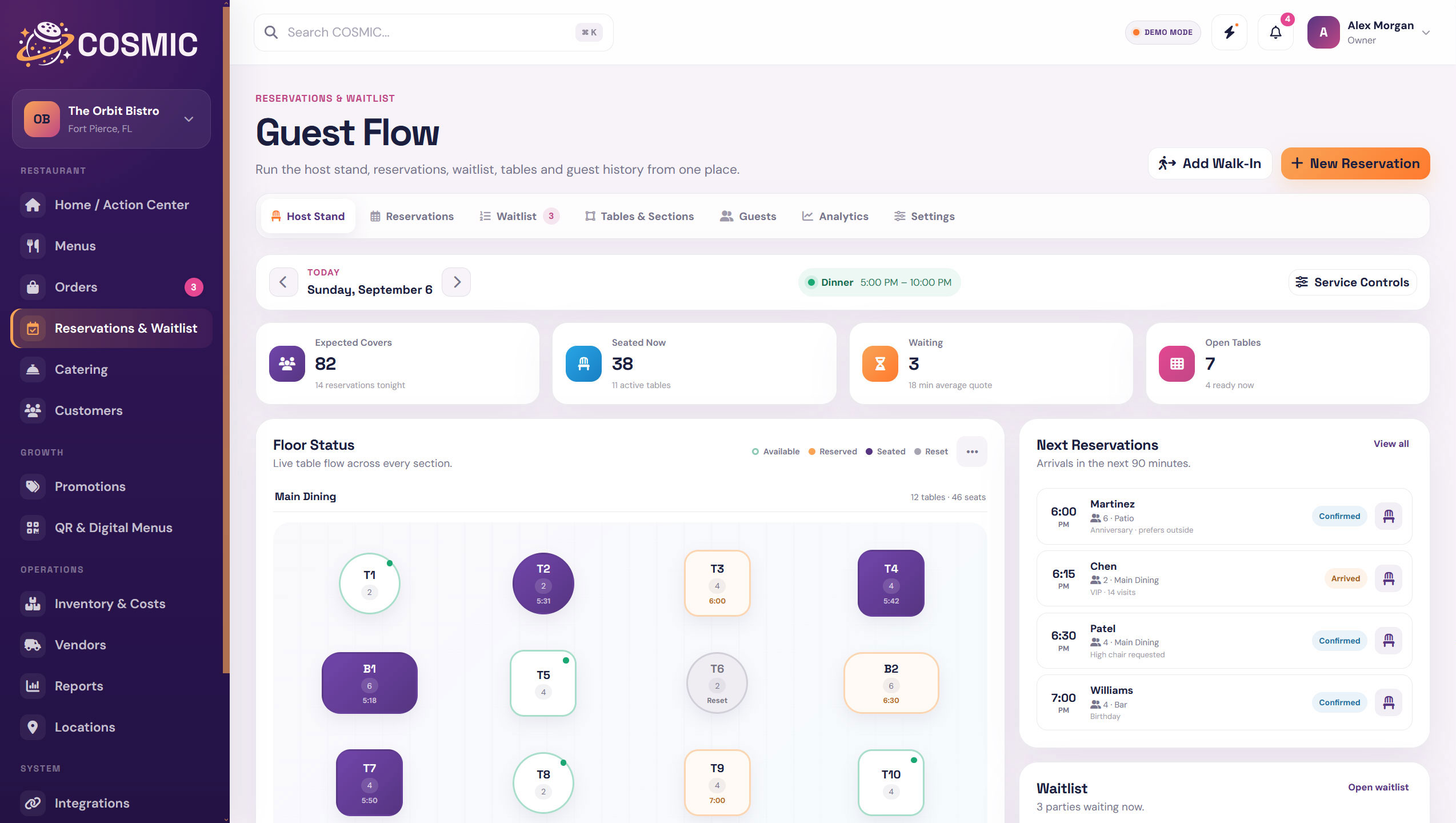 Reservations & Waitlist dashboard in COSMIC