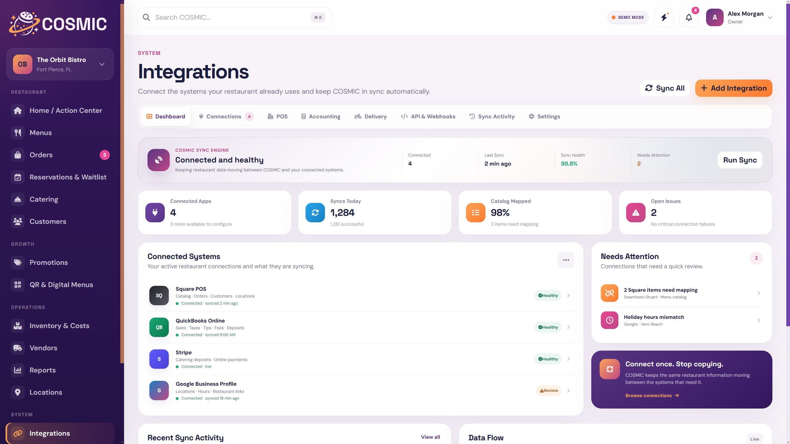 Integrations screen preview
