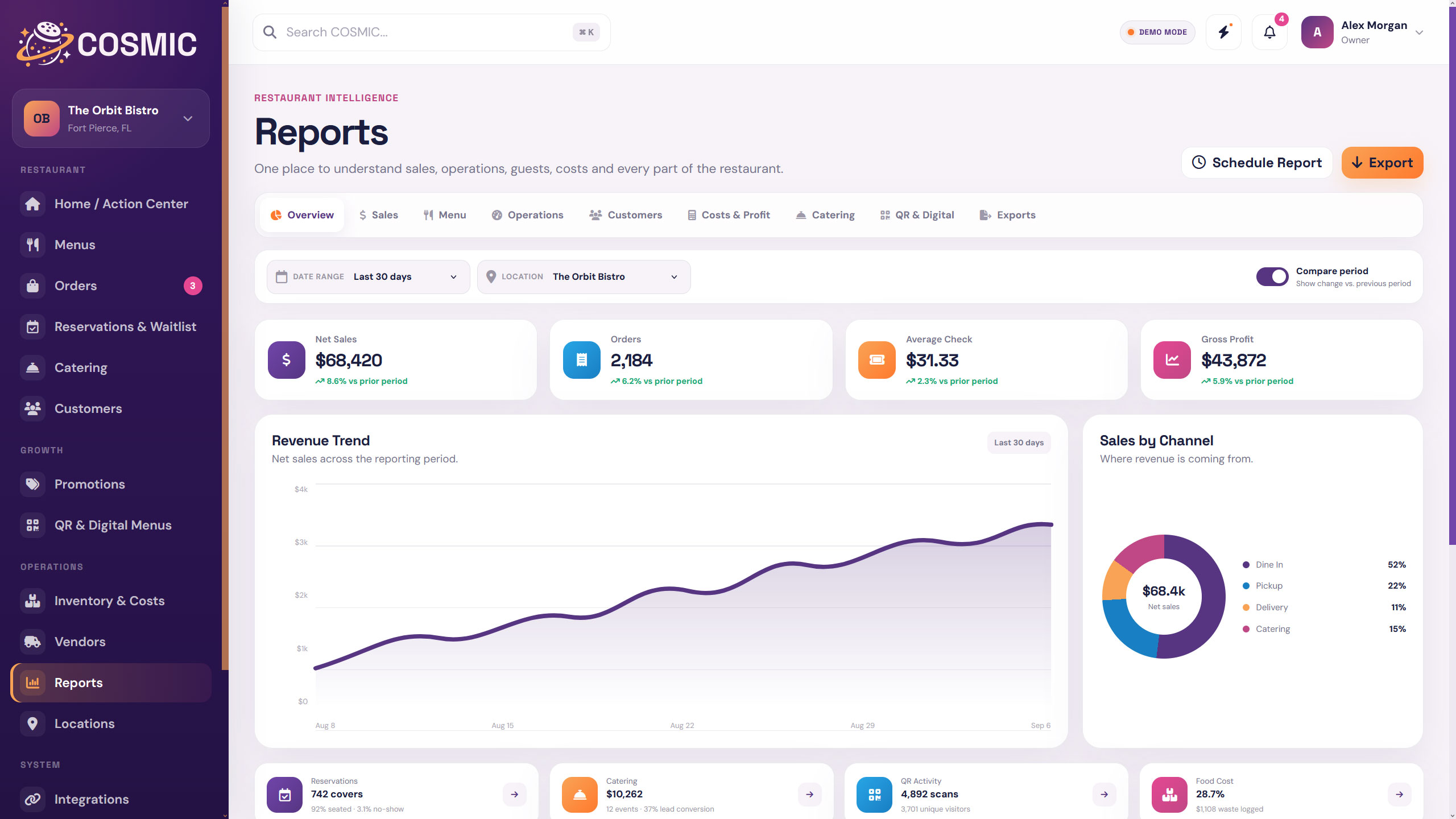 Reports screen preview